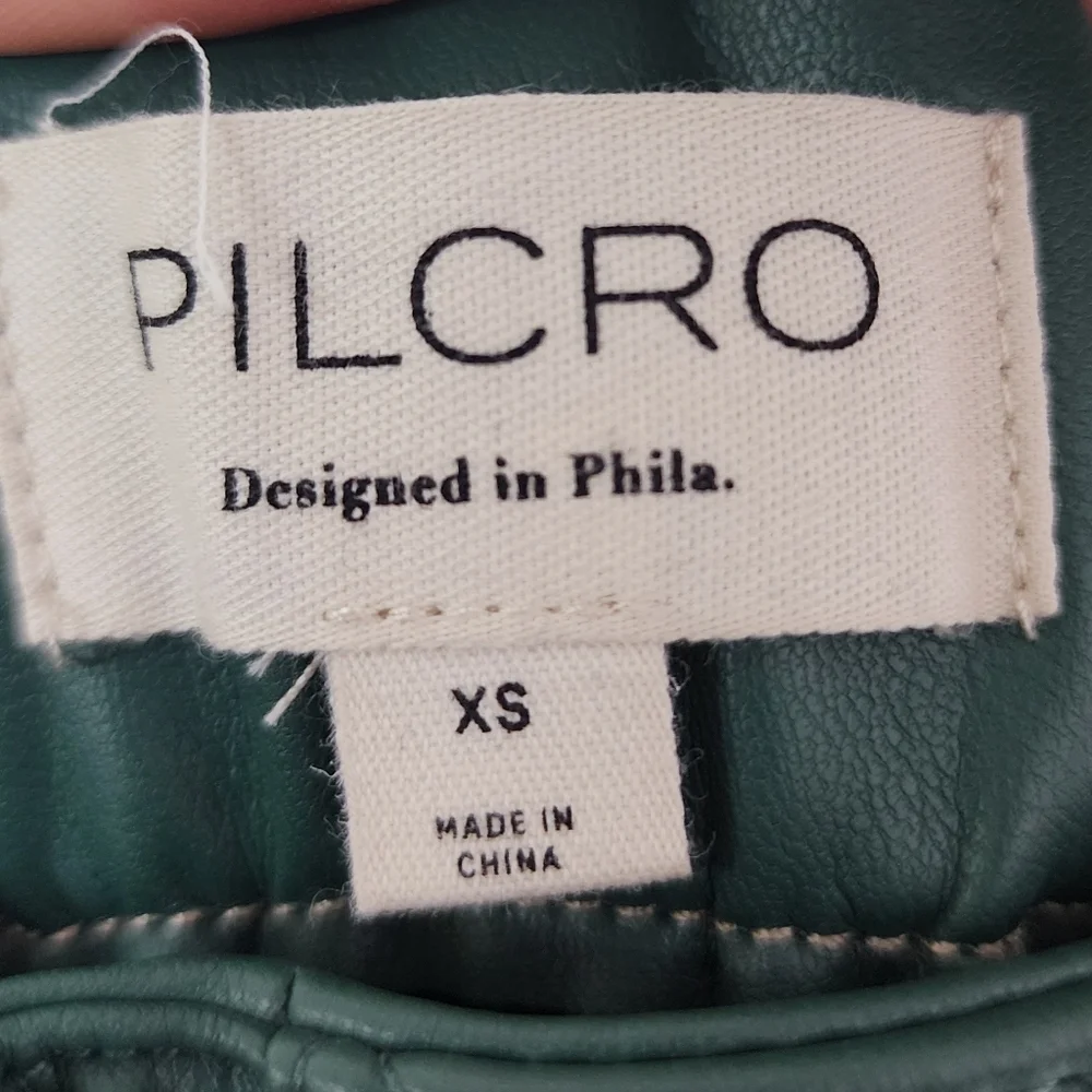 Pilcro Anthropologie Faux Leather Soft Parachute Pants Dark Green Joggers XS - Picture 8 of 8